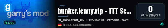 bunker.lenny.rip - TTT Server live status badge