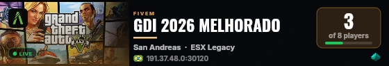 GDI 2026 MELHORADO live status badge