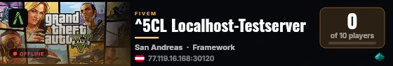 ^5CL Localhost-Testserver live status badge