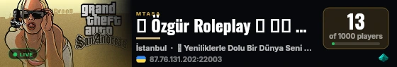 ✦ Özgür Roleplay ✦ ❰❰ Sesli Kaliteli Oyun Keyfi! ❱❱ (Turk/Türk live status badge