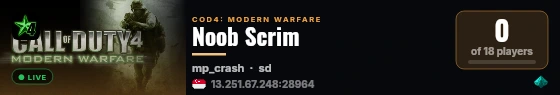 Noob Scrim live status badge