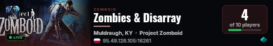 Zombies & Disarray live status badge