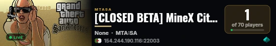 [CLOSED BETA] MineX City Roleplay | ماين إكس الحياة الواقعية | MCRP - CFW live status badge