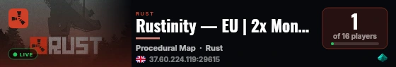Rustinity — EU | 2x Monthly | Vanilla+ | No BP Wipes live status badge