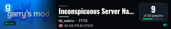 Inconspicuous Server Name live status badge