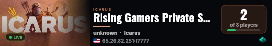 Rising Gamers Private Server live status badge