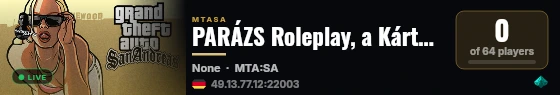 PARÁZS Roleplay, a Kártyavár live status badge