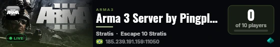 Arma 3 Server by Pingplayers live status badge