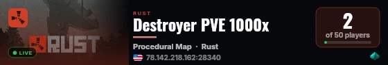 Destroyer PVE 1000x live status badge