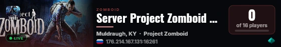Server Project Zomboid Club3826 live status badge