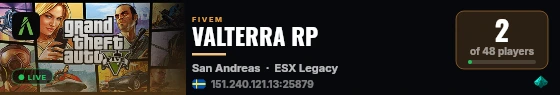 VALTERRA RP live status badge