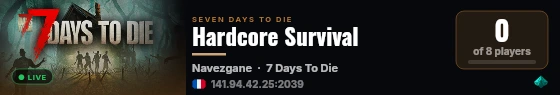 Hardcore Survival live status badge