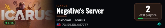 Negative's Server live status badge
