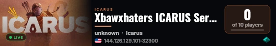 Xbawxhaters ICARUS Server live status badge