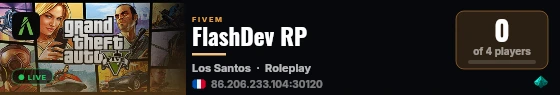 FlashDev RP live status badge