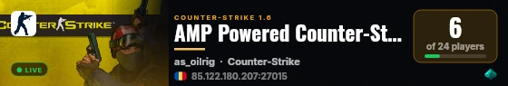AMP Powered Counter-Strike 1.6 Server live status badge