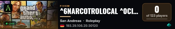 ^6NARCOTROLOCAL ^0CITY 🍁 live status badge