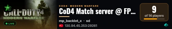CoD4 Match server @ FPSChallenge.eu live status badge