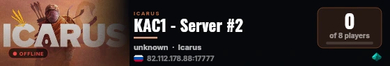 KAC1 - Server #2 live status badge