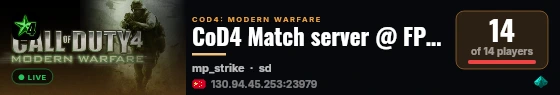 CoD4 Match server @ FPSChallenge.eu live status badge