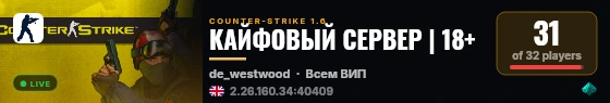 КАЙФОВЫЙ СЕРВЕР | 18+ live status badge