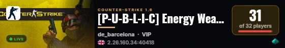[P-U-B-L-I-C] Energy Weapons Arena live status badge