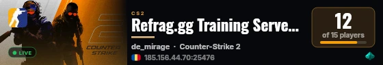Refrag.gg Training Server (Player) live status badge