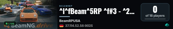 ^l^fBeam^5RP ^f#3 - ^2Freeroam Server live status badge
