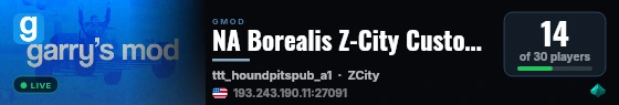 NA Borealis Z-City Custom Modes |discord.gg/vDgD7qZ84h live status badge