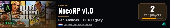 NocoRP v1.0 live status badge