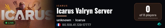 Icarus Valryn Server live status badge