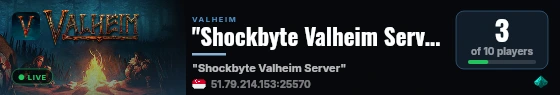 "Shockbyte Valheim Server" live status badge