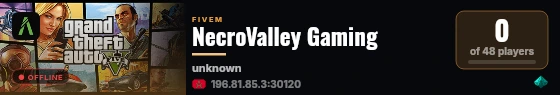 NecroValley Gaming live status badge