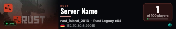 Server Name live status badge