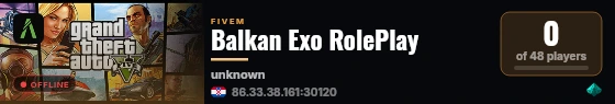 Balkan Exo RolePlay live status badge