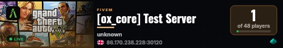 [ox_core] Test Server live status badge