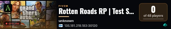 Rotten Roads RP | Test Server live status badge