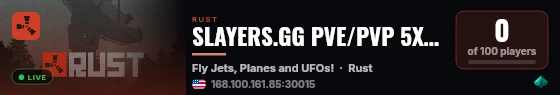 SLAYERS.GG PVE/PVP 5X ZOMBIES|PLANES|SHOP|SKIN|KIT|CLAN|XP|TP live status badge
