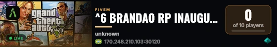 ^6 BRANDAO RP INAUGUROU HOJE🌈 live status badge