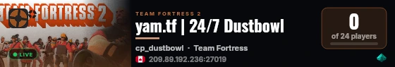 yam.tf | 24/7 Dustbowl live status badge