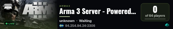 Arma 3 Server - Powered by AMP live status badge