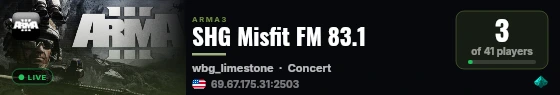 SHG Misfit FM 83.1 live status badge