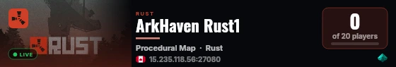 ArkHaven Rust1 live status badge