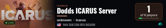 Dodds ICARUS Server live status badge