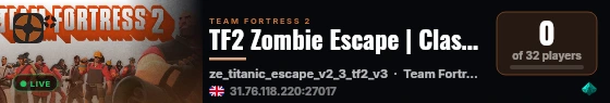 TF2 Zombie Escape | Classic | RU live status badge