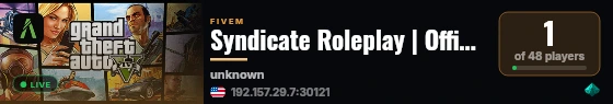 Syndicate Roleplay | Official Server live status badge