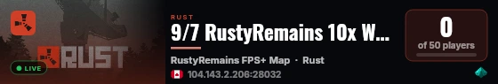9/7 RustyRemains 10x Weekly SOLO/DUO/TRIO Loot+/Shop live status badge