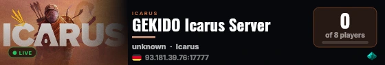 GEKIDO Icarus Server live status badge