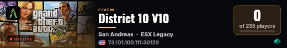 District 10 V10 live status badge