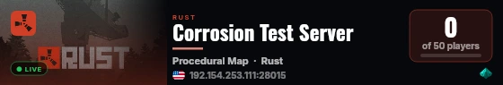 Corrosion Test Server live status badge